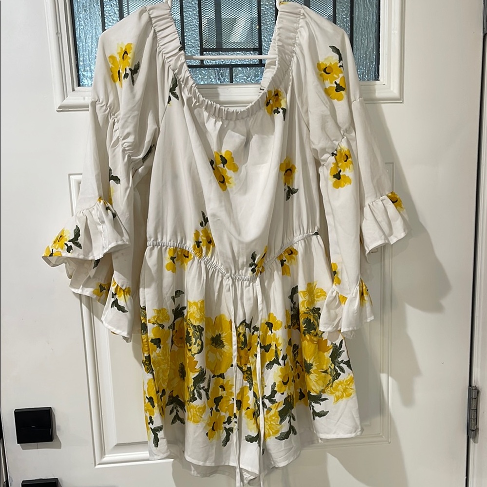 Floral White and Yellow jumpsuit